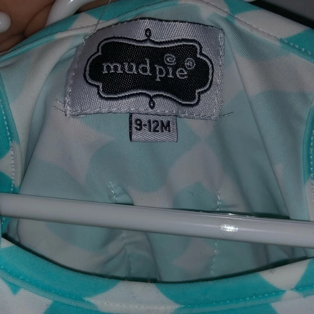 Mudpie Aqua & White Tutu Onesie Bodysuit